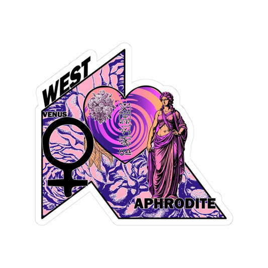 Aphrodite Venus Kiss-Cut Sticker - Retro Goddess Laptop Decal, Pink and Purple