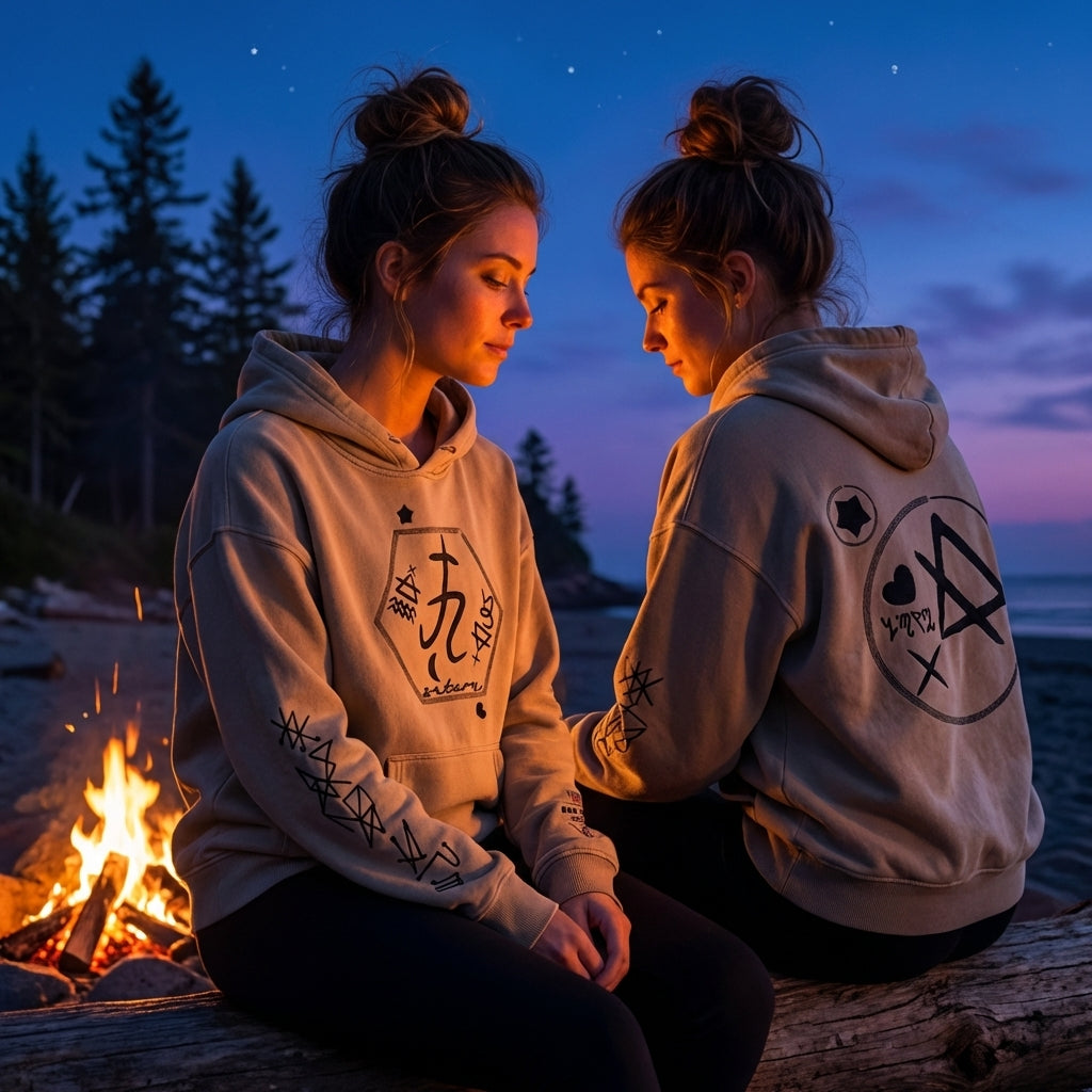 Saturn Stars Embroidered Hoodie - Unisex Vintage Wash Pullover