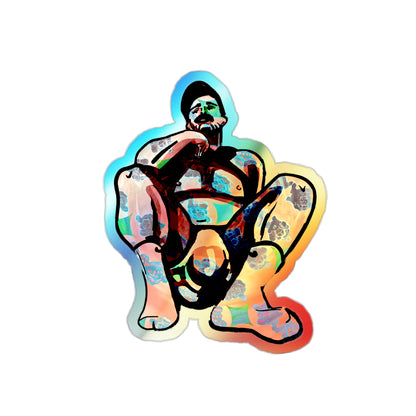 Squat Pose Holographic Die-Cut Sticker - Rainbow Body Positivity Decal