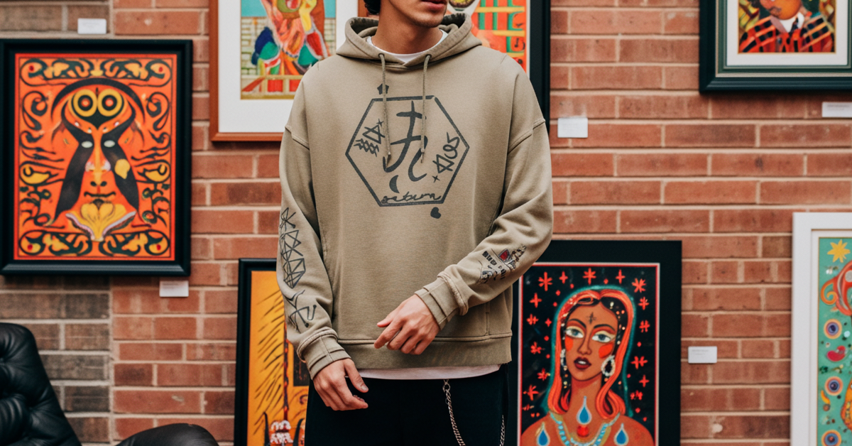 Saturn Stars Embroidered Hoodie - Unisex Vintage Wash Pullover