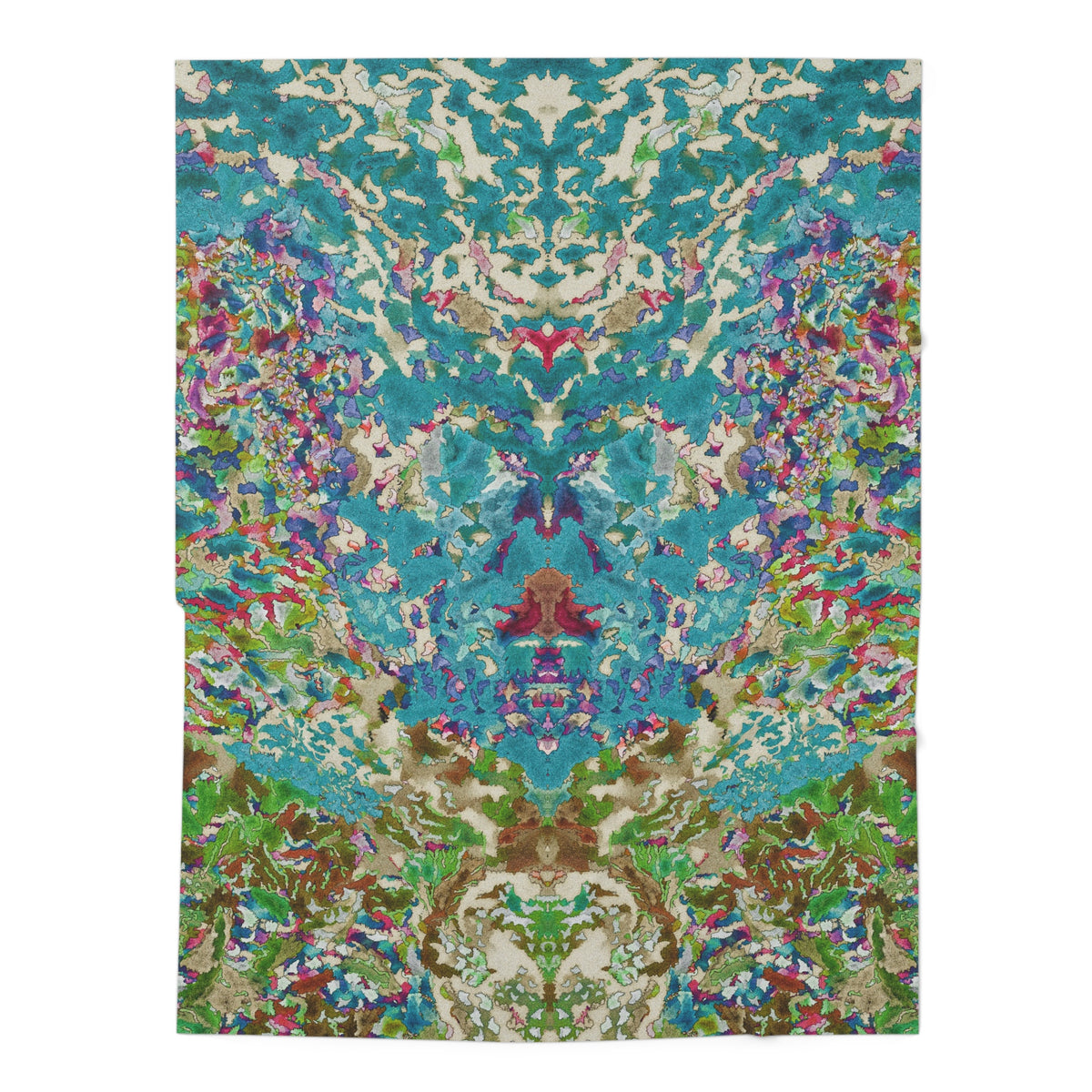Abstract Floral Baby Swaddle Blanket - Blue Green Watercolor Nursery Wrap, 30x40 in