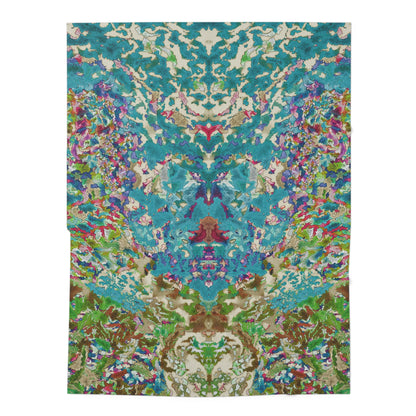 Abstract Floral Baby Swaddle Blanket - Blue Green Watercolor Nursery Wrap, 30x40 in