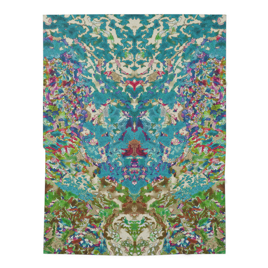 Abstract Floral Baby Swaddle Blanket - Blue Green Watercolor Nursery Wrap, 30x40 in