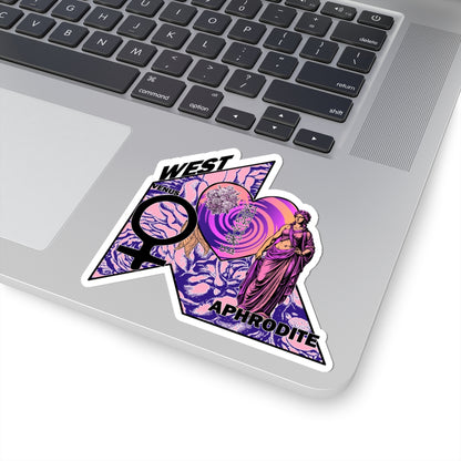 Aphrodite Venus Kiss-Cut Sticker - Retro Goddess Laptop Decal, Pink and Purple