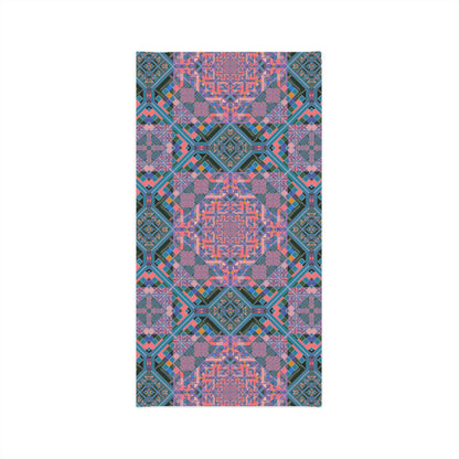 Geometric Mandala Neck Gaiter - Pink and Teal Kaleidoscope Pattern