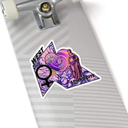 Aphrodite Venus Kiss-Cut Sticker - Retro Goddess Laptop Decal, Pink and Purple