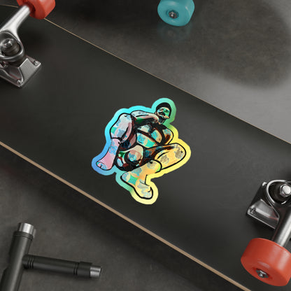Squat Pose Holographic Die-Cut Sticker - Rainbow Body Positivity Decal