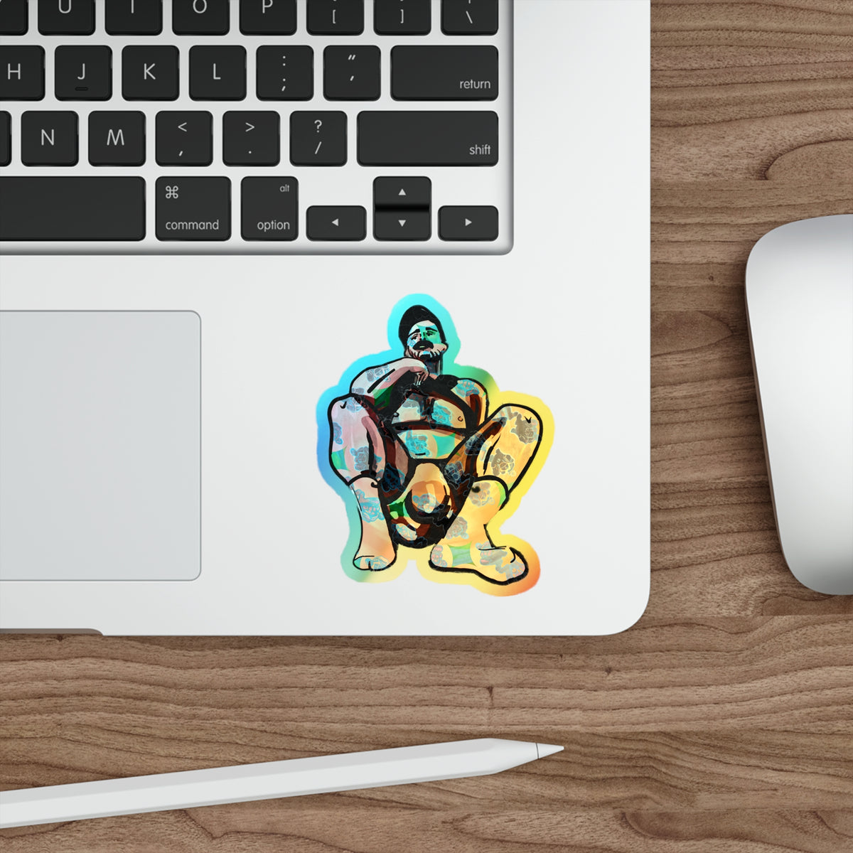 Squat Pose Holographic Die-Cut Sticker - Rainbow Body Positivity Decal