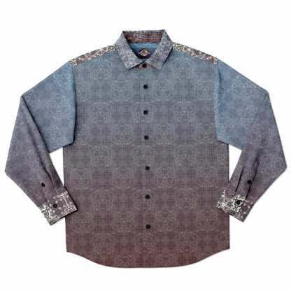 Ombre Long Sleeve Button-Down Shirt - Printed, Unisex