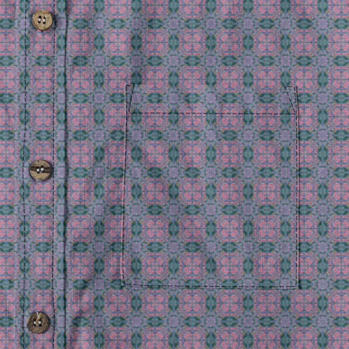 All-Over Print Lapel Long Sleeve Shirt - Men's 140GSM Slub Cotton