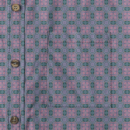 All-Over Print Lapel Long Sleeve Shirt - Men's 140GSM Slub Cotton