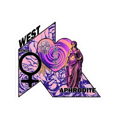 Aphrodite Venus Kiss-Cut Sticker - Retro Goddess Laptop Decal, Pink and Purple