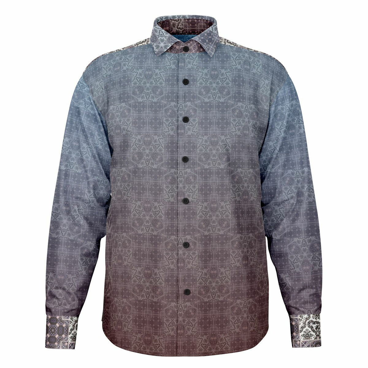 Ombre Long Sleeve Button-Down Shirt - Printed, Unisex
