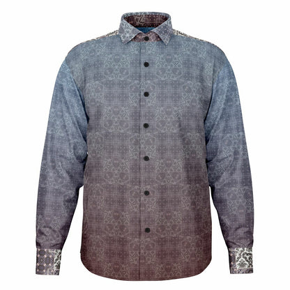 Ombre Long Sleeve Button-Down Shirt - Printed, Unisex