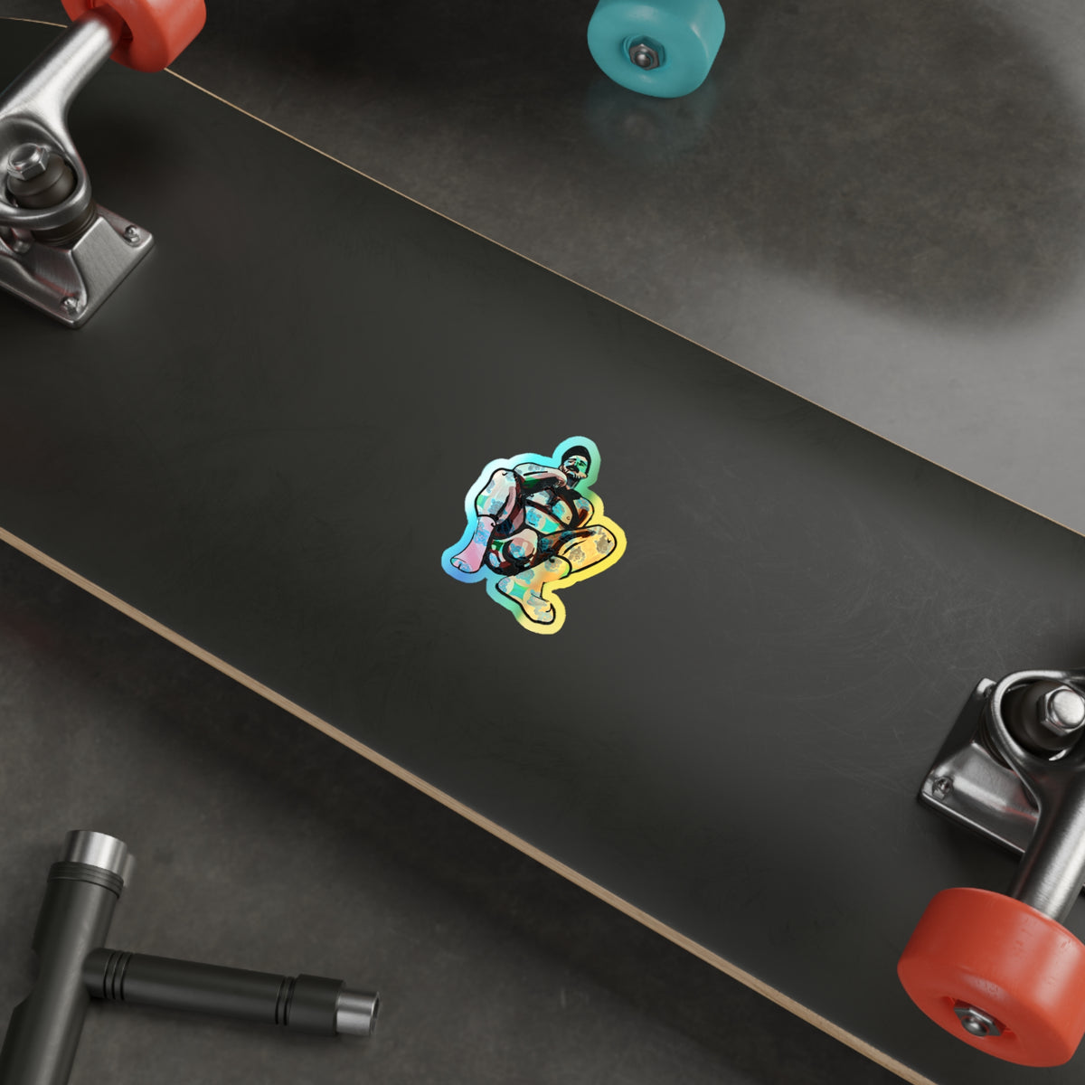 Squat Pose Holographic Die-Cut Sticker - Rainbow Body Positivity Decal