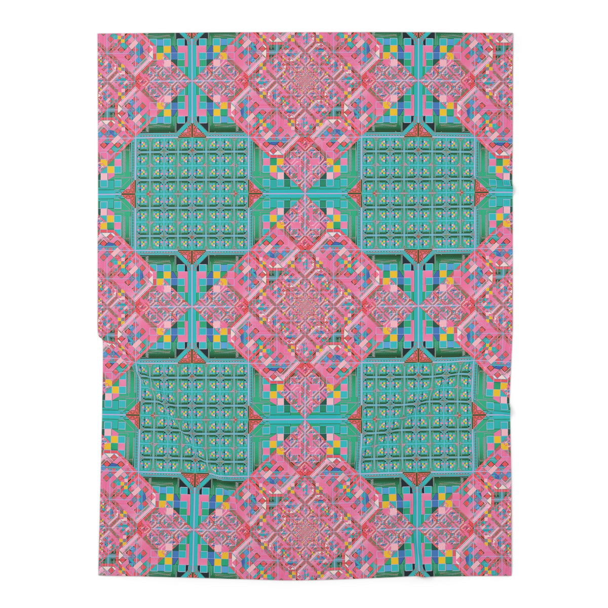 Pink and Teal Pixel Glitch Baby Swaddle Blanket - Geometric Newborn Wrap, 30x40 in