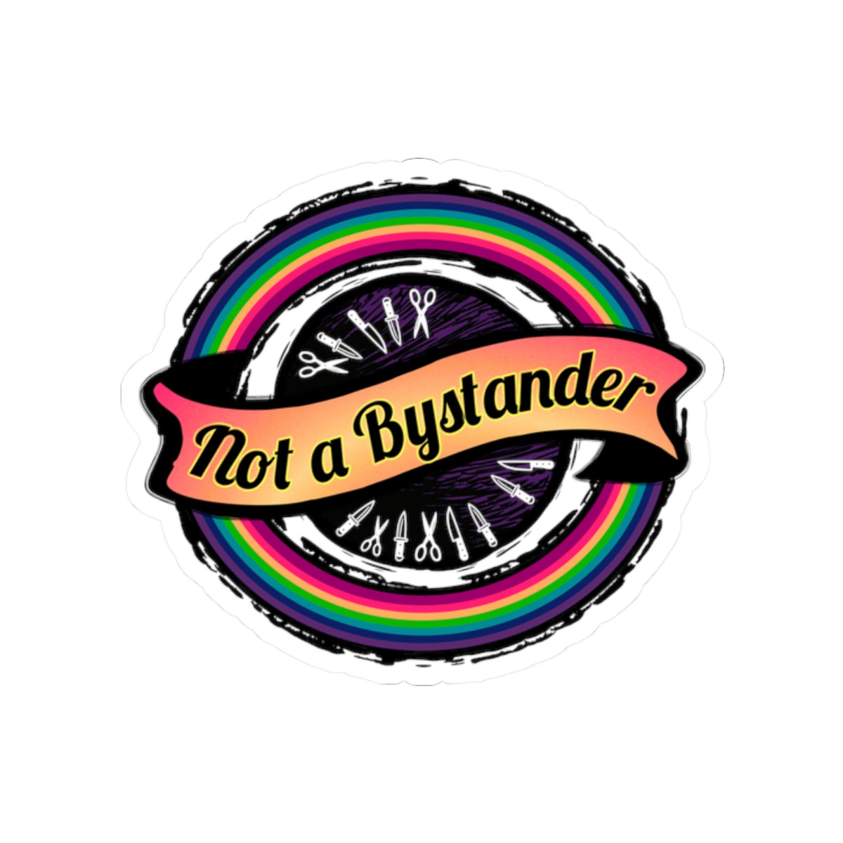 Not a Bystander Kiss-Cut Sticker - Rainbow LGBTQ+ Ally Support Decal