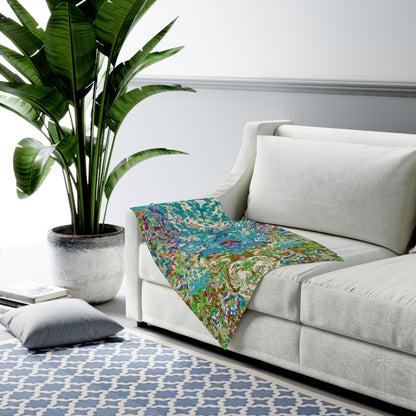 Abstract Floral Baby Swaddle Blanket - Blue Green Watercolor Nursery Wrap, 30x40 in