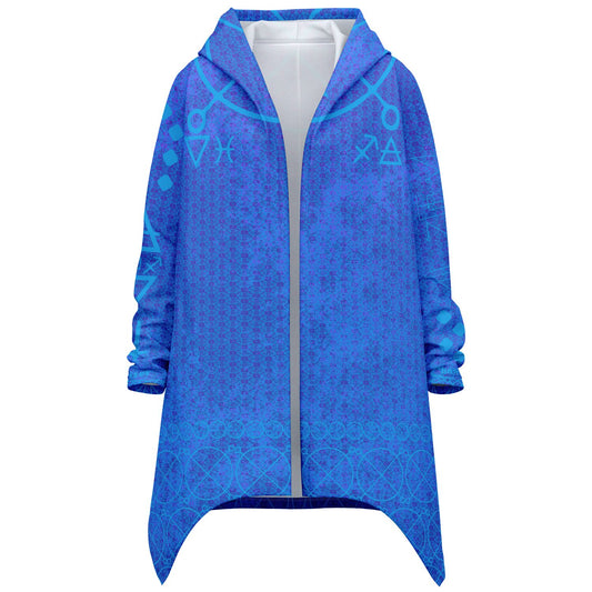 Jupiter Thursday Athletic Hooded Cloak - front view, full-length all-over print, deep hood, full zip