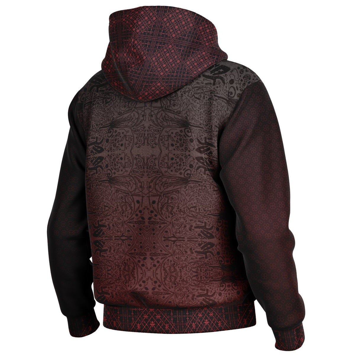 Crimson Hooded Baseball Jacket - All-Over Print, Unisex