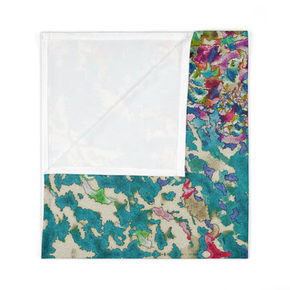 Abstract Floral Baby Swaddle Blanket - Blue Green Watercolor Nursery Wrap, 30x40 in