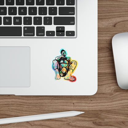 Squat Pose Holographic Die-Cut Sticker - Rainbow Body Positivity Decal