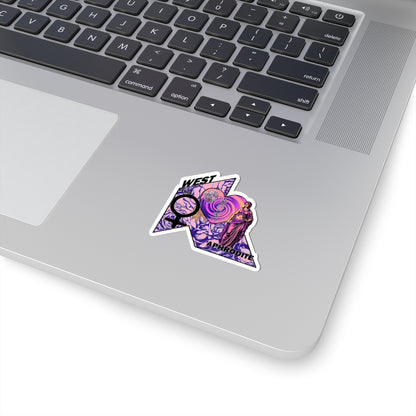 Aphrodite Venus Kiss-Cut Sticker - Retro Goddess Laptop Decal, Pink and Purple