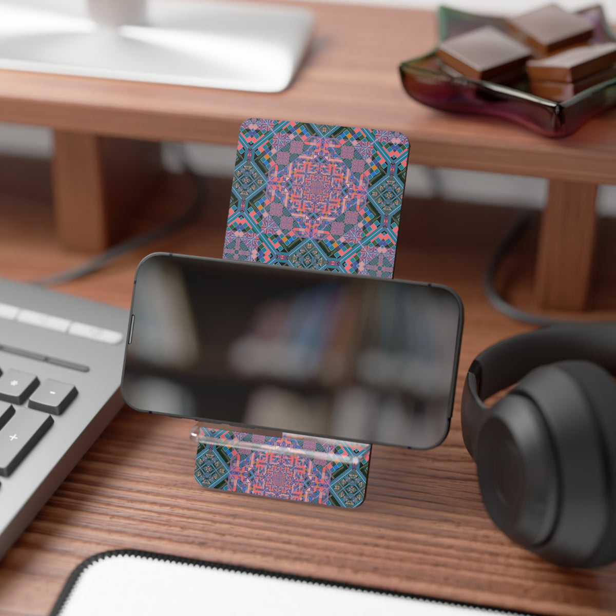 Kaleidoscope Mosaic Phone Stand - Foldable Hardboard Desk Stand