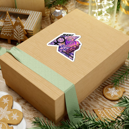 Aphrodite Venus Kiss-Cut Sticker - Retro Goddess Laptop Decal, Pink and Purple