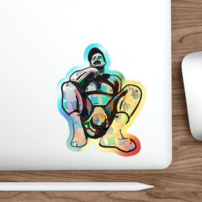 Squat Pose Holographic Die-Cut Sticker - Rainbow Body Positivity Decal