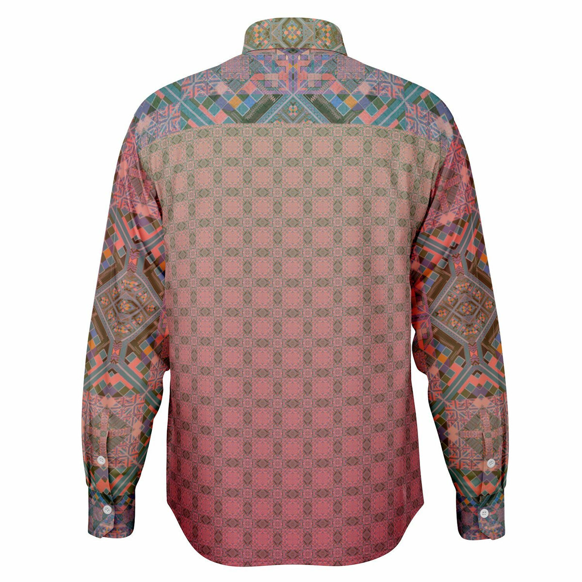Crimson Geometric Long Sleeve Button-Down Shirt - Unisex