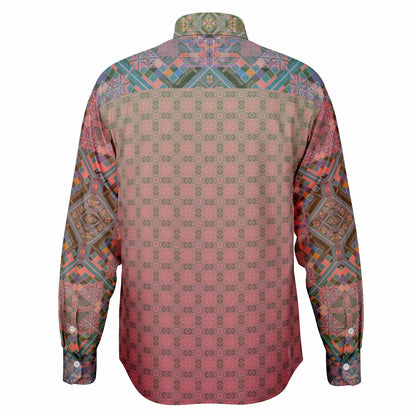 Crimson Geometric Long Sleeve Button-Down Shirt - Unisex