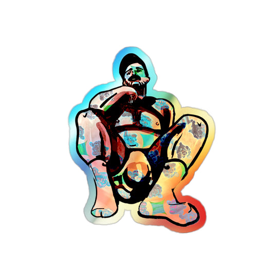 Squat Pose Holographic Die-Cut Sticker - Rainbow Body Positivity Decal