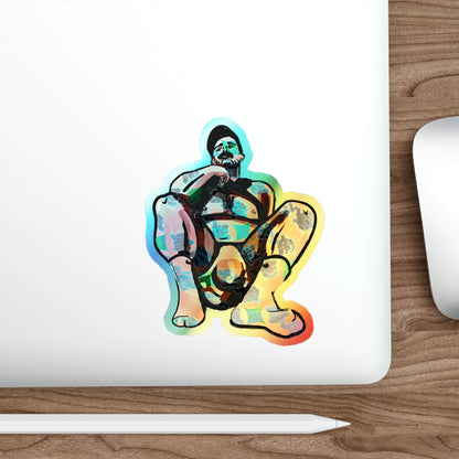 Squat Pose Holographic Die-Cut Sticker - Rainbow Body Positivity Decal