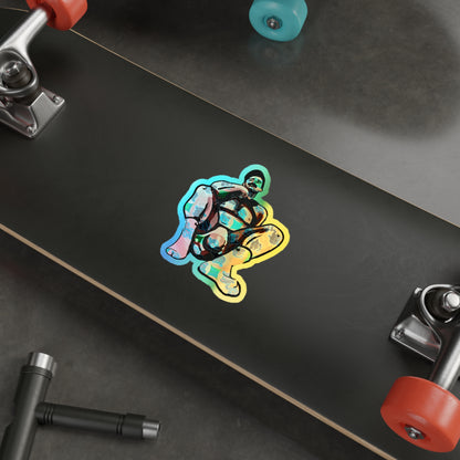 Squat Pose Holographic Die-Cut Sticker - Rainbow Body Positivity Decal