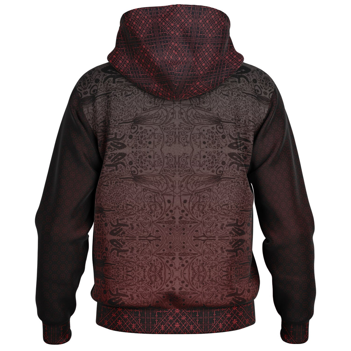 Crimson Hooded Baseball Jacket - All-Over Print, Unisex
