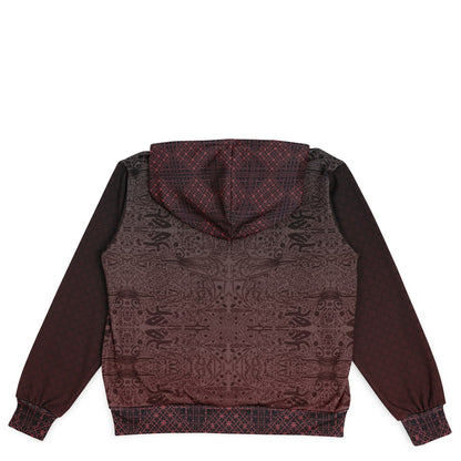 Crimson Hooded Baseball Jacket - All-Over Print, Unisex