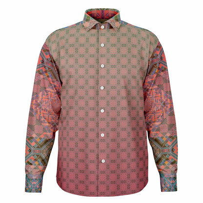 Crimson Geometric Long Sleeve Button-Down Shirt - Unisex