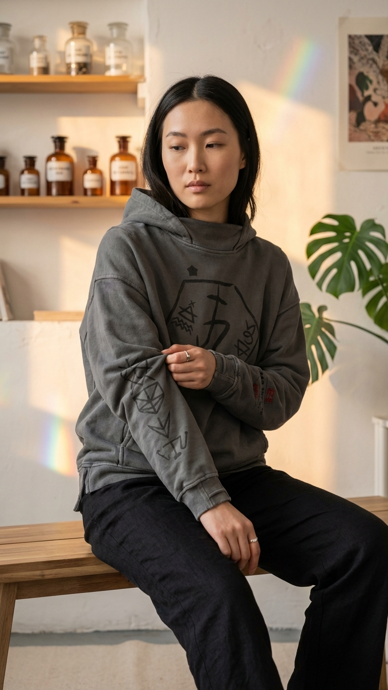 Saturn Stars Embroidered Hoodie - Unisex Vintage Wash Pullover